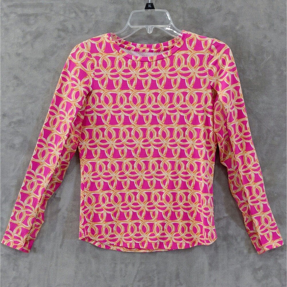 IBKUL Crewneck UBHOT Shiloh Pink Print Top Women's Small Golf Mesh Sleeves UPF50